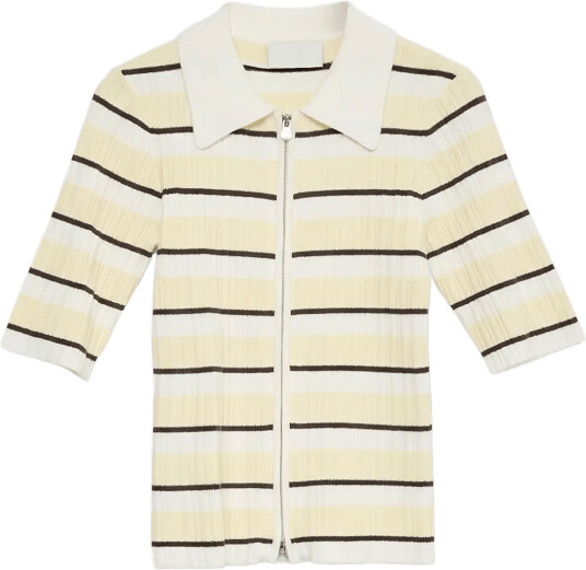 Vero Moda Awhanna 2/4 Zip Stripe Knit Cardigan Cream XL