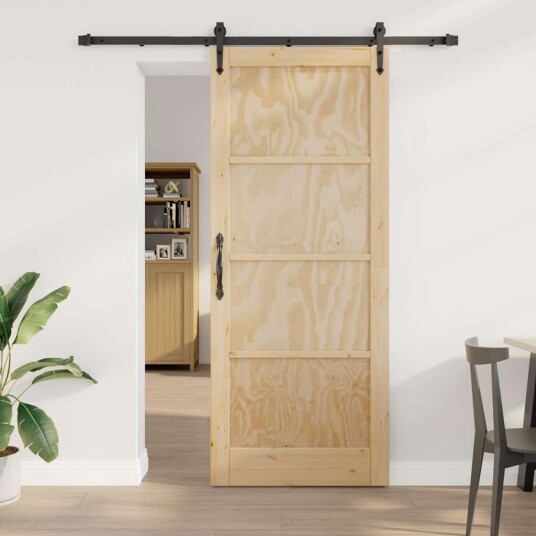 vidaXL Skyvedør med tilbehør 86x211 cm Solid Tre Furu