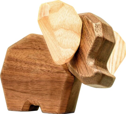 FableWood - Liten elefant trefigur 8 cm valnøtt/ask
