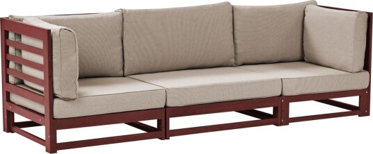 3 sitssoffa Beliani Trani Mörkt trä/grått/beige Nej Dark wood\|\|Grey\|\|Beige