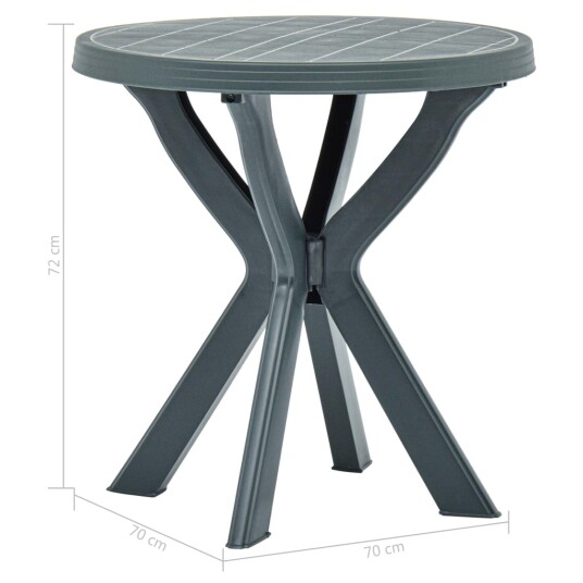 vidaXL Bistrobord grønn Ø70 cm plast
