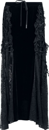 Punk Rave Goth Langt skjørt Gotisk skjørt med forskjøvet lappeteppe og blonder L XL til 4XL 5XL Damer svart