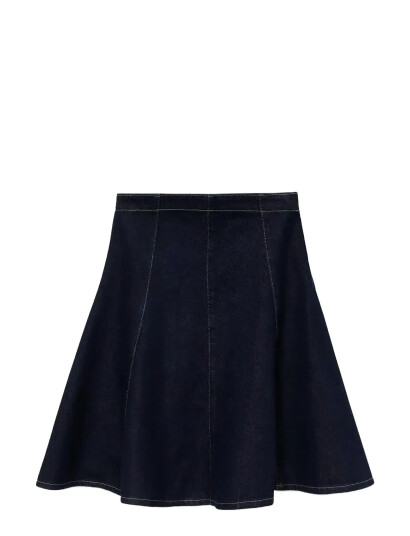 Mango Denim Midi-Skirt With Stitching - Blue - S