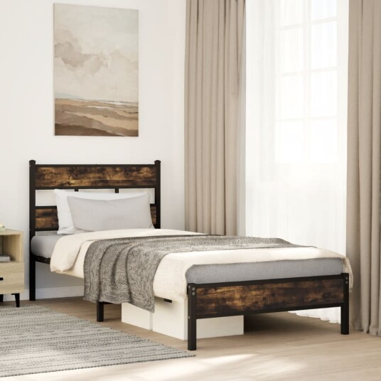 Sengeramme uten madrass med hodegavl sonoma eik 100x200 cm 8721158377845