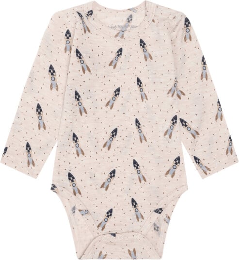 Hust & Claire Bocel Rocket ull/tencel body til barn   wheat melange (56)   56