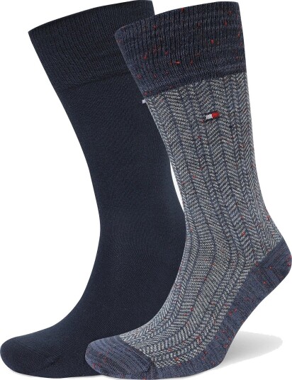 Tommy Hilfiger Th Men Sock 2P Mouline Nappy Herringbone NAVY 43 46