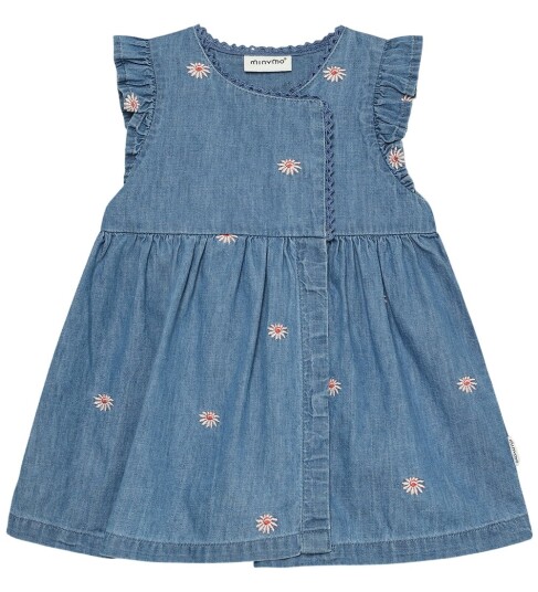 Minymo Dress Ss Emb. Chambray Blue 62