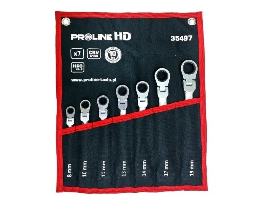 Pro-Line Kombinasjonsnøkler Med Skralle Og Ledd 8-19Mm 7 Stk. (35487) Pro-Line Kombinasjonsnøkler Med Skralle Og Ledd 8-19Mm 7 Stk. (35487)