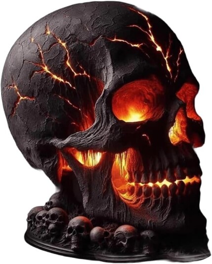 Halloween Gotisk Hodeskallelampe med LED-lys i Harpiks