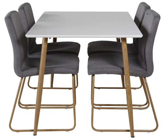 Venture Design Polar & Mace spisegruppe Hvit/grå 4 st stoler & bord 120 x 75 cm