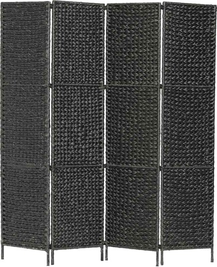 vidaXL Romdeler med 4 paneler 154x160 cm vannhyacinth svart