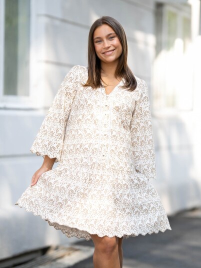 Y.A.S Aprilla 3/4 Dress Hvit L Y.A.S Aprilla 3/4 Dress Hvit L