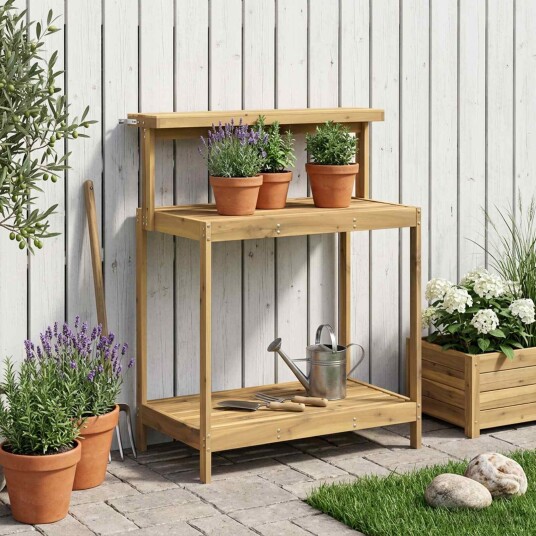 vidaXL Utendørs pottingbenk 86,5 x 48,5 x 106 cm Solid akasietre Hvit