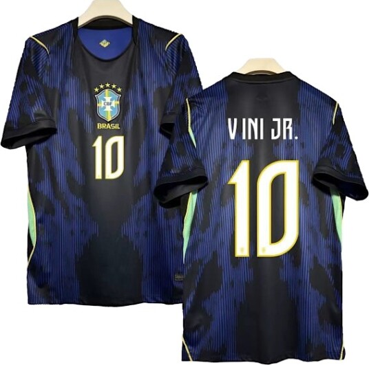 2025/26 Brasil Hjemme Fotballtrøye for Barn Vinicius Nr. 10 Vinicius Junior
