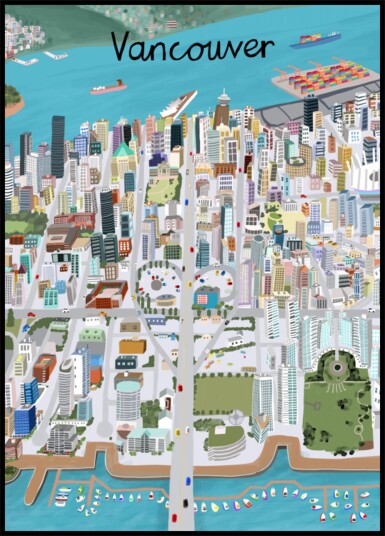 Vibrant Vancouver City Plakat / 100x150
