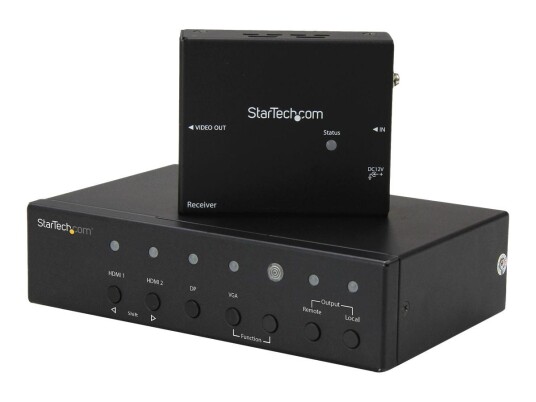StarTech Multi-Input HDBaseT Extender with Built-in Switch - DisplayPort VGA and HDMI Over CAT5e or CAT6 - Up to 4K - up to 230 ft (STDHVHDBT) -