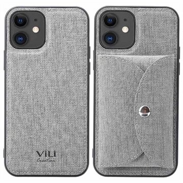 Vili T iPhone 12/12 Pro Deksel med Magnetic Lommebok Grå