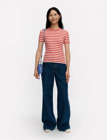 Marimekko Kukkea Tasaraita Unikko Red M