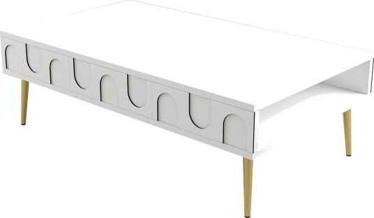 Hazim Sofabord 105 cm - Hvit/Gull