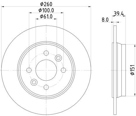 Bremseskive HELLA 8DD 355 135-231 Bremseskive HELLA 8DD 355 135-231