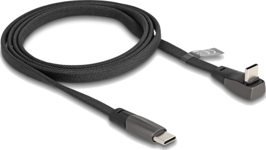 Delock Usb 2.0 Båndkabel Usb Type C Hann Til Usb Type C Hann Vinklet Pd 3.0 60 W 1 M Svart