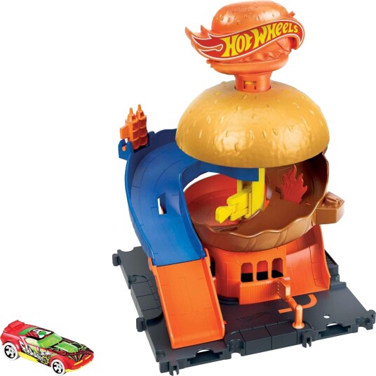 Hot Wheels City Burger Lekesett Med Bil 4+ År