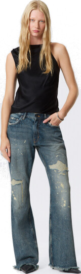 Weekday Helix Low Rise Relaxed Flared Leg Jeans - Black - 24