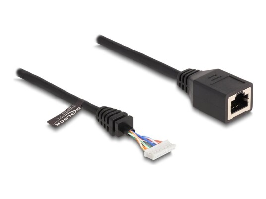 Delock Nettverkadapterkabel 8 Pin Header Hunn Til Rj-45 Hunn 23 Cm 5.5 Mm Cat 5E Svart