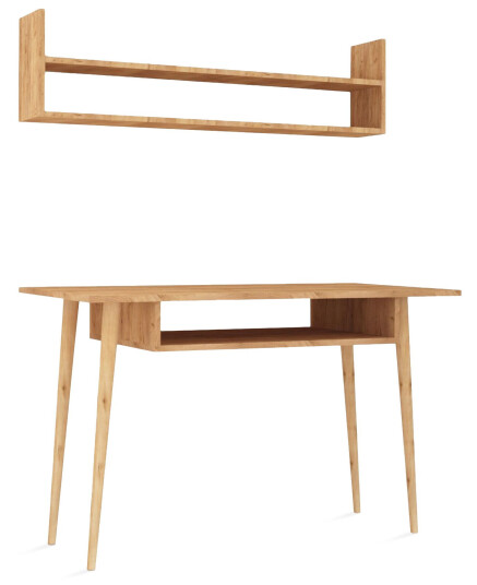 Skrivebord Naidaj 120 cm med Oppbevaring Vegghylle Tre