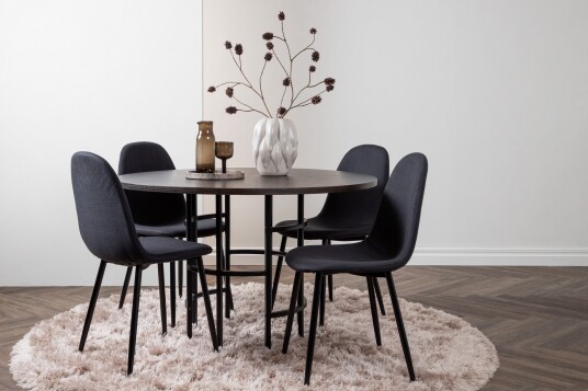 Venture Home Copenhagen Spisegruppe 115 cm Rund med 4 Polar Stoler Sort