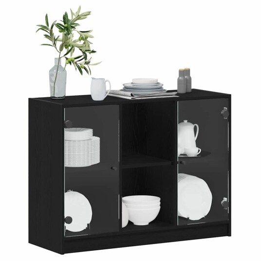  Skjenk Svart Eik 102x37x75,5 cm Konstruksjons Tre