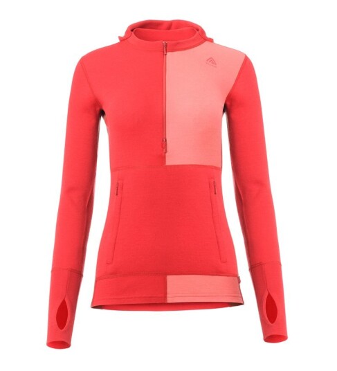 Aclima WarmWool Hood Sweater w/zip W Jester Red/Spiced Coral/Spiced Apple XS