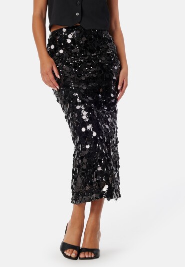 Bubbleroom Occasion Sequin Ankle Skirt Black 36