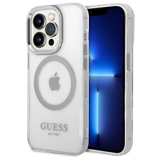 Guess Hardt Mobildeksel til iPhone 14 Pro 6,1" med MagSafe - Sølv