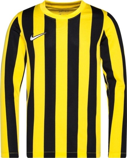 Nike Spillerdrakt Dri fit Striped Division Iv   Tour Yellow/svart/hvit Langermet Barn størrelse L: 147 158 cm