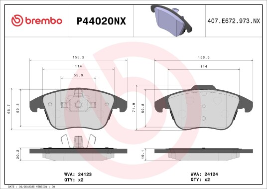 Bremseklosser BREMBO P44020NX Bremseklosser BREMBO P44020NX