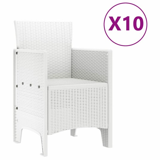  Hage spisestue sett 11 pcs Hvit 250 x 100 x 73 cm Poly Rotting