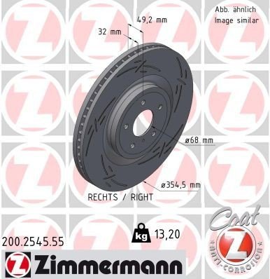 Bremseskive ZIMMERMANN 200.2545.55 Bremseskive ZIMMERMANN 200.2545.55