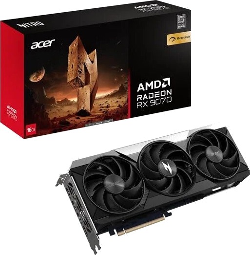Acer Radeon RX 9070 Nitro OC 16GB GDDR6 Grafikkort med 7680x4320 Oppløsning
