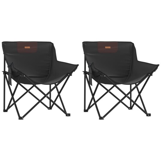 Campingstoler med lomme 2 stk sammenleggbar svart 366548