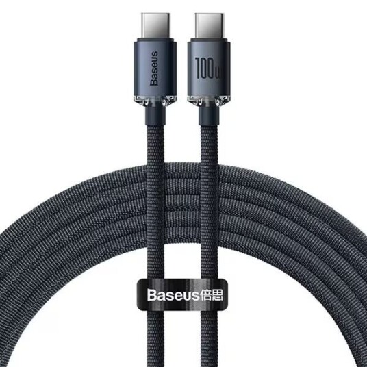 Baseus Crystal Shine 100W USB-C-kabel 1,2 m Svart Baseus Crystal Shine 100W USB-C-kabel 1,2 m Svart