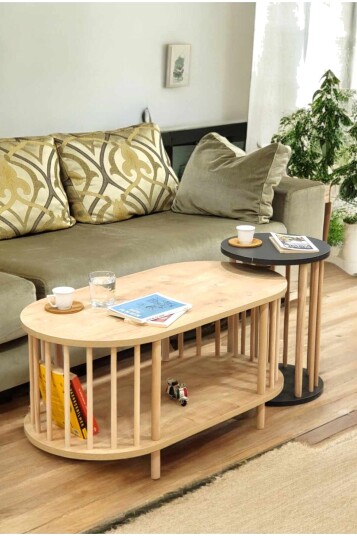Sofabordsett Hanah Home Peka Set (90 x 43 x 45 cm) Sapphire eik antrasitt - Sapphire Oak og antrasitt