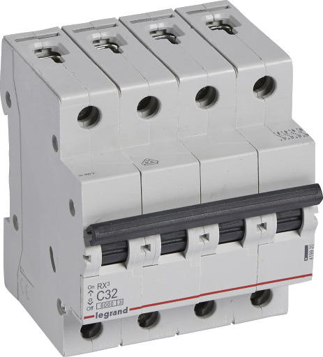 Legrand 3 stk RX³ MCB automatsikring C32 4P 4M 6kA