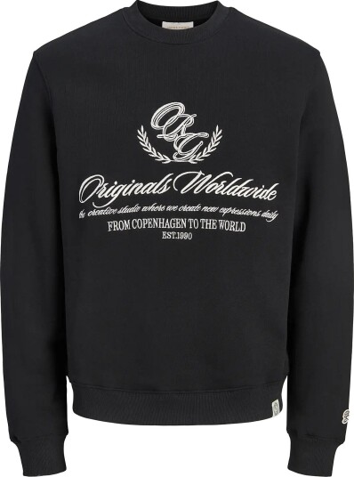Jack & Jones Jortoronto Emb Front Sweat Crew Neck Bf BLACK L