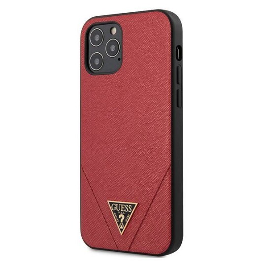 Guess-Deksel Til Iphone 12 Pro Max 6,7 Guhcp12lvsatmlre Rødt Hardt Etui Saffiano