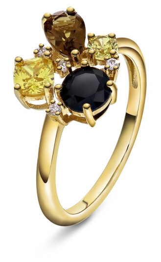 GLAM ring med med gylne stener størrelse 54