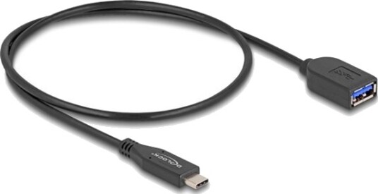 Delock Usb-Kabel 24 Pin Usb-C Hann Til Usb-Type A Hunn 50 Cm Up To 10 Gbps Data Transfer Rate Vridd Svart