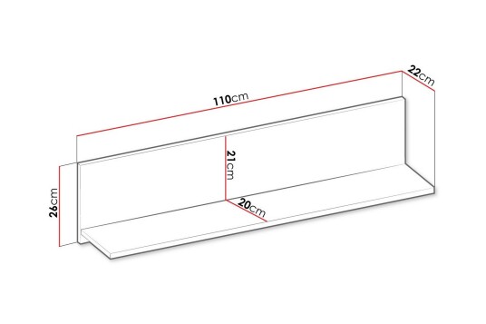 Vegghylle Rathmore 110x22 cm Grå