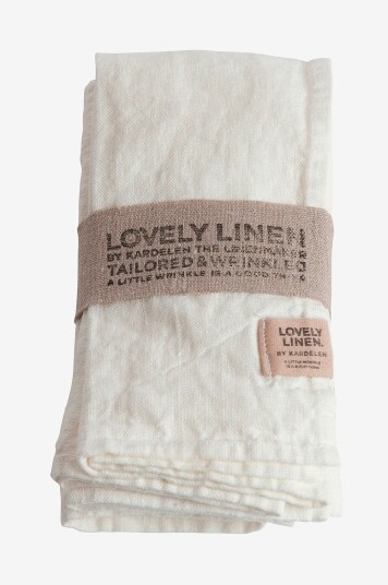 Lovely Linen   Serviett Lovely i vasket lin 4 pk   Hvit