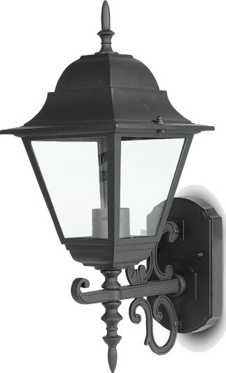 V Tac E27 vegglampe matt sort   Aluminium og glass 245x445x185mm uten lyskilde
